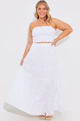 Tiered Linen Look Maxi Co-Ord Skirt