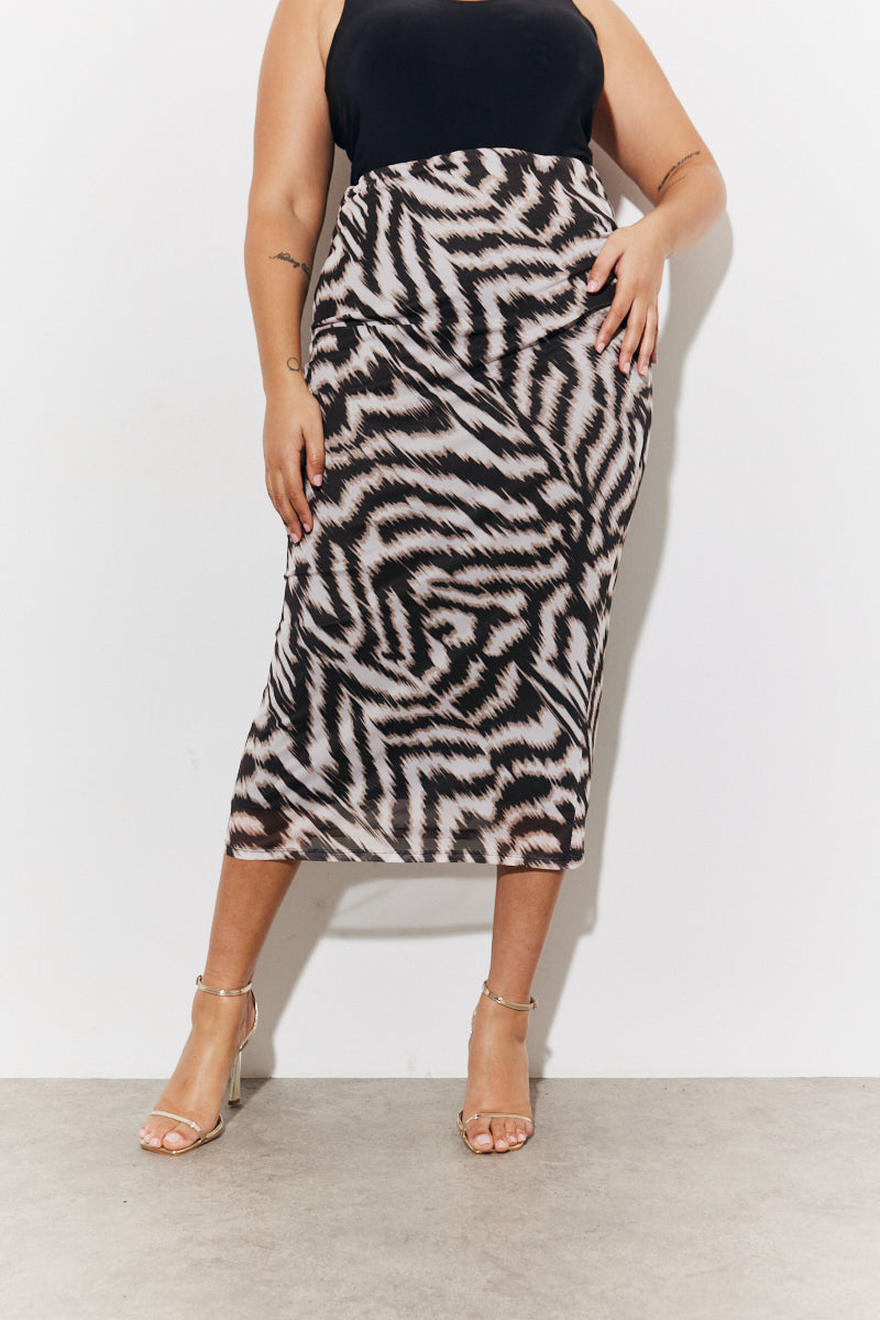 Magic Sculpting Printed Bodycon Midi Skirt