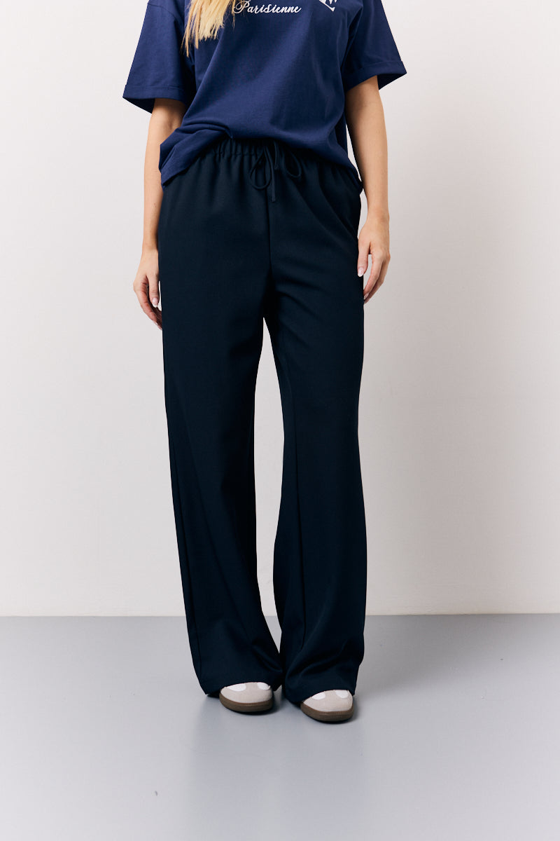 Navy Elasticated Waist Tailored Trouser