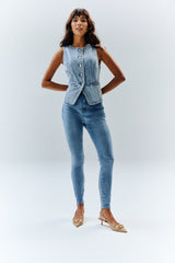 Denim Crew Neck Waistcoat