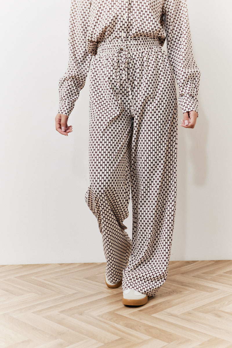 Geo Printed Wide Leg Trousers