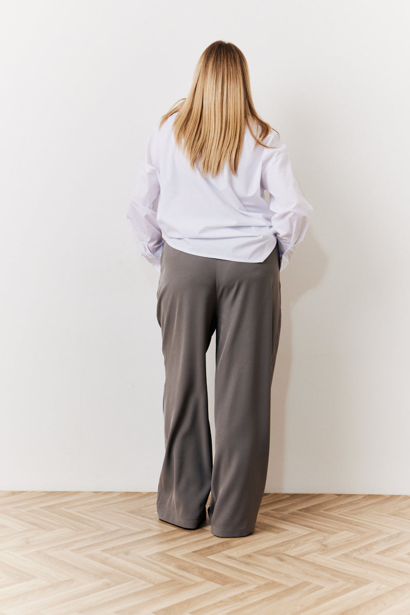 Grey Waistband Detail Tailored Trouser