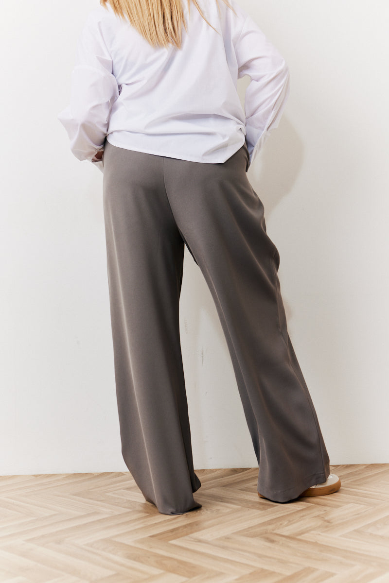 Grey Waistband Detail Tailored Trouser