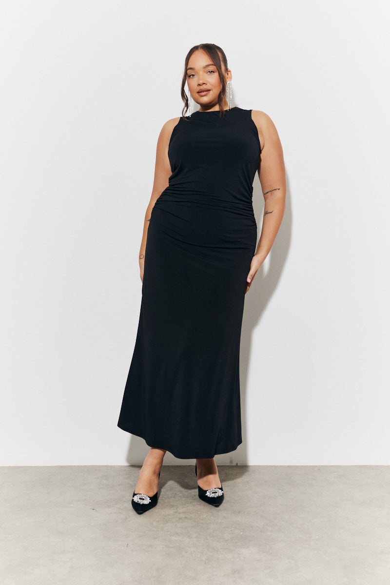 Magic Sculpting High Neck Ruched Maxi Dress