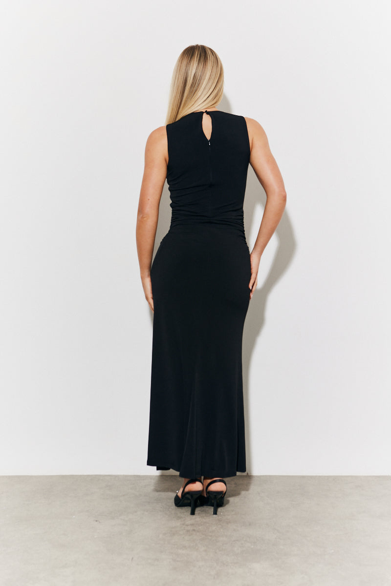Magic Sculpting High Neck Ruched Maxi Dress