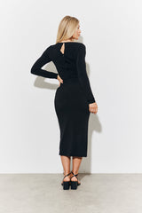 Magic Sculpting Scoop Neck Long Sleeve Ruched Midaxi Dress
