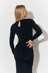 Magic Sculpting Scoop Neck Long Sleeve Ruched Midaxi Dress