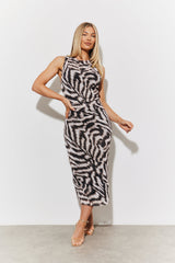 Magic Sculpting Mesh Ruched Detail Bodycon Midi Dress