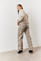 Snake Print Straight Leg Jeans