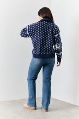 Half Zip Reindeer Fairisle Knitted Jumper
