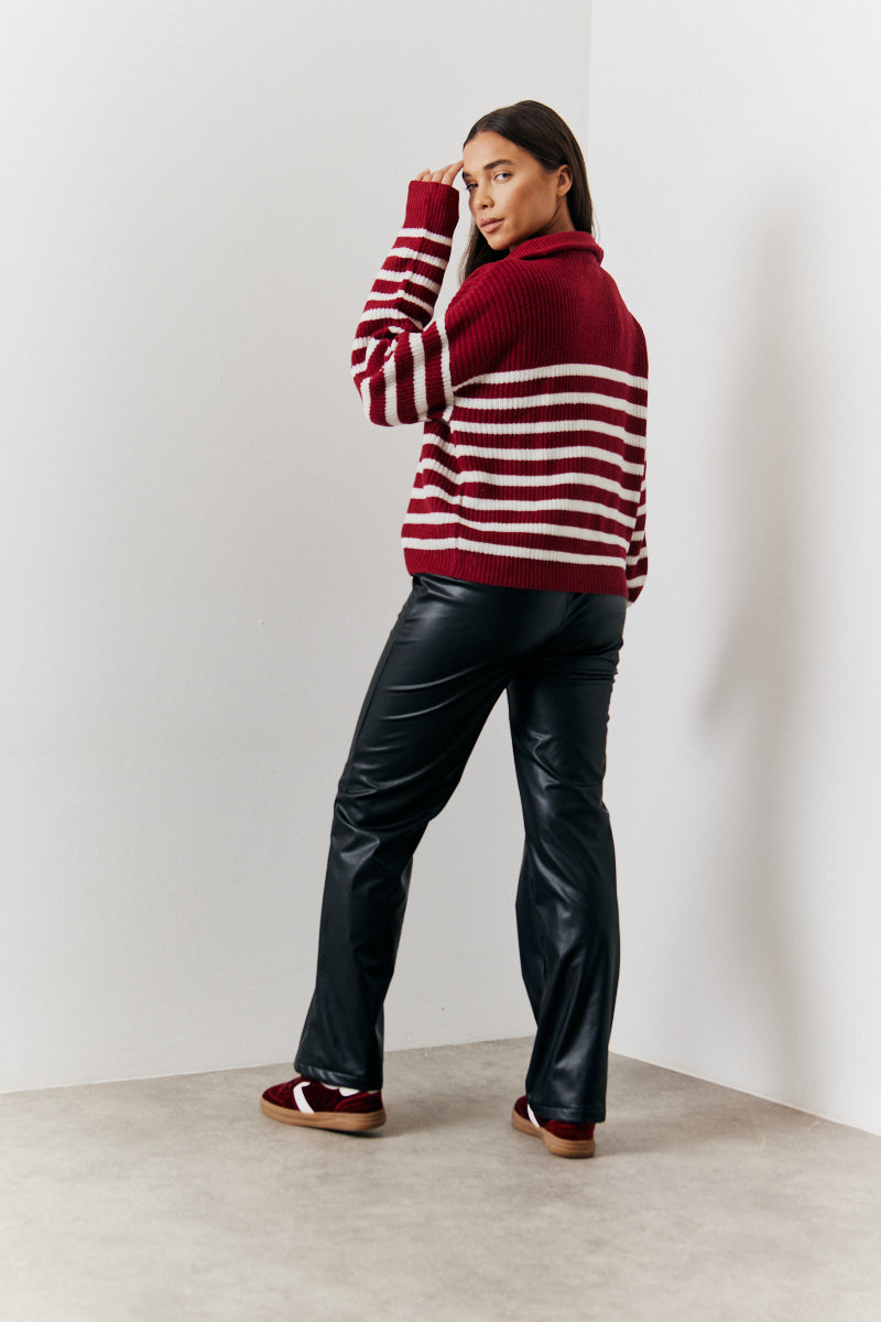 Stripe Quarter Zip Knitted Jumper