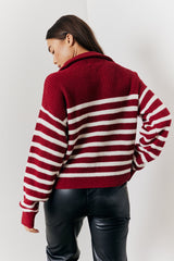 Stripe Quarter Zip Knitted Jumper