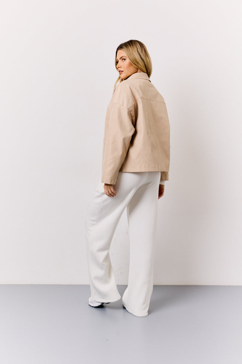 Stone Button Front Pocket Detail Jacket
