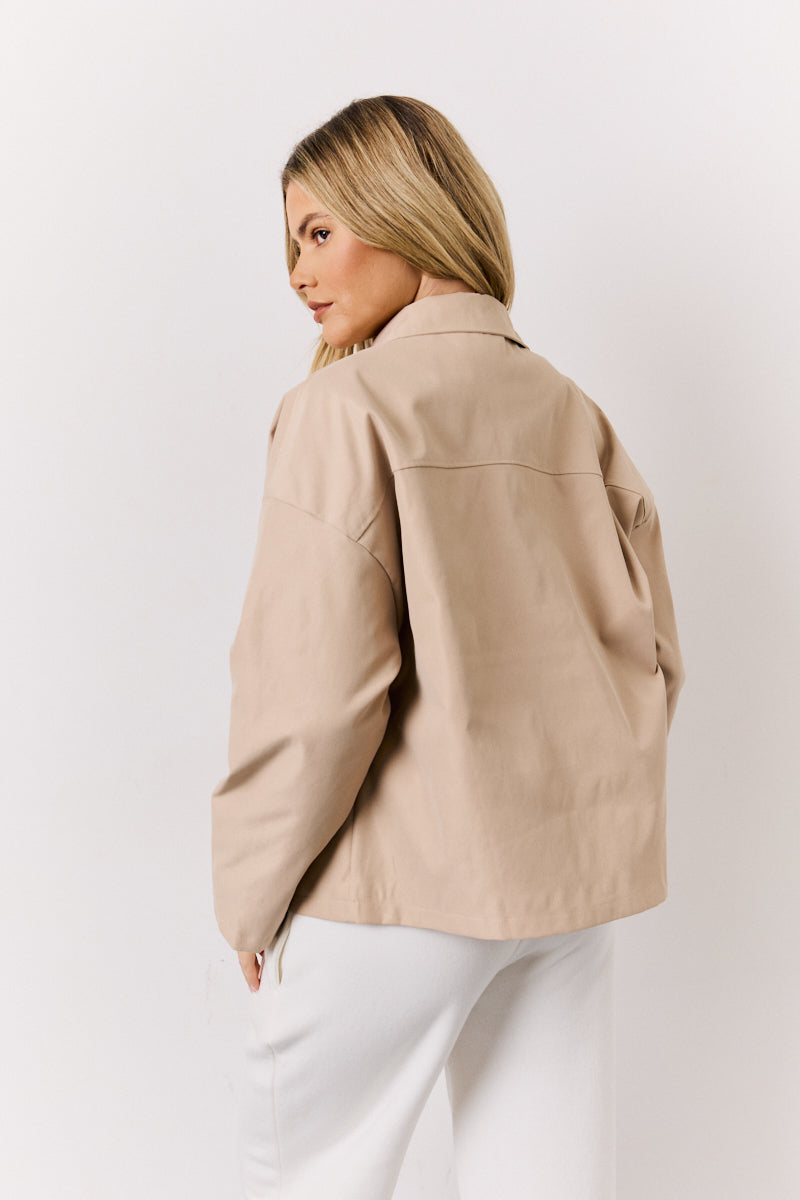 Stone Button Front Pocket Detail Jacket