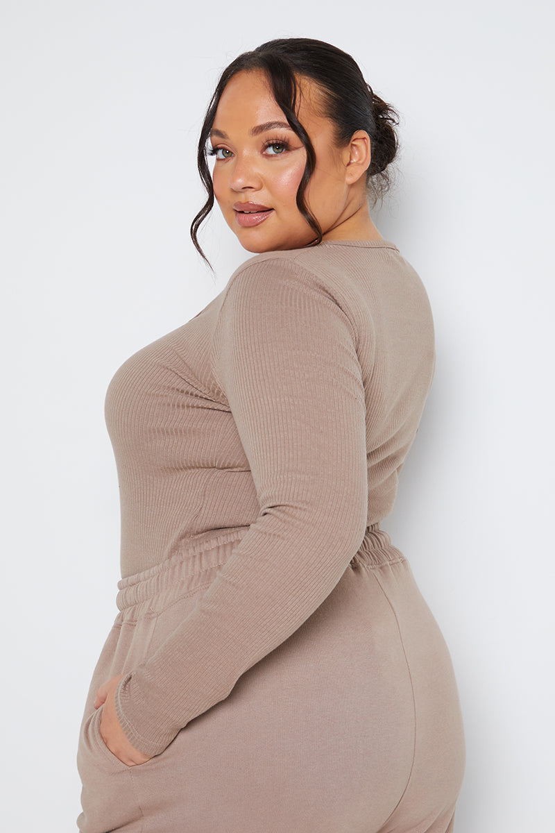 Long Sleeved Ribbed Square Neck Bodysuit