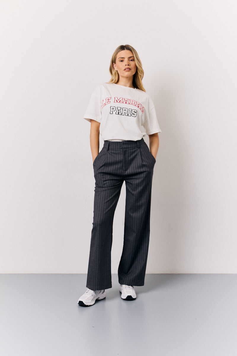 White Embroidered Paris Slogan T-Shirt