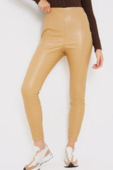 Leather Look Leggings With Elasticated Waist
