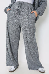 Textured Wide Leg Trousers