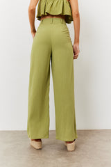 Linen Blend Wide Leg Trouser