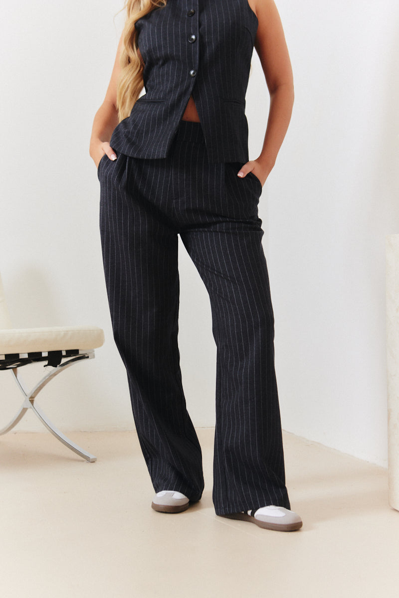 Tailored Pinstripe Wide Leg Co-ord Trouser