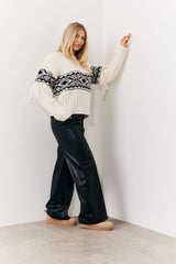 Leather Look Pintuck Detail Trousers