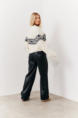 Leather Look Pintuck Detail Trousers