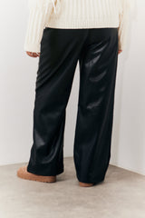 Leather Look Pintuck Detail Trousers