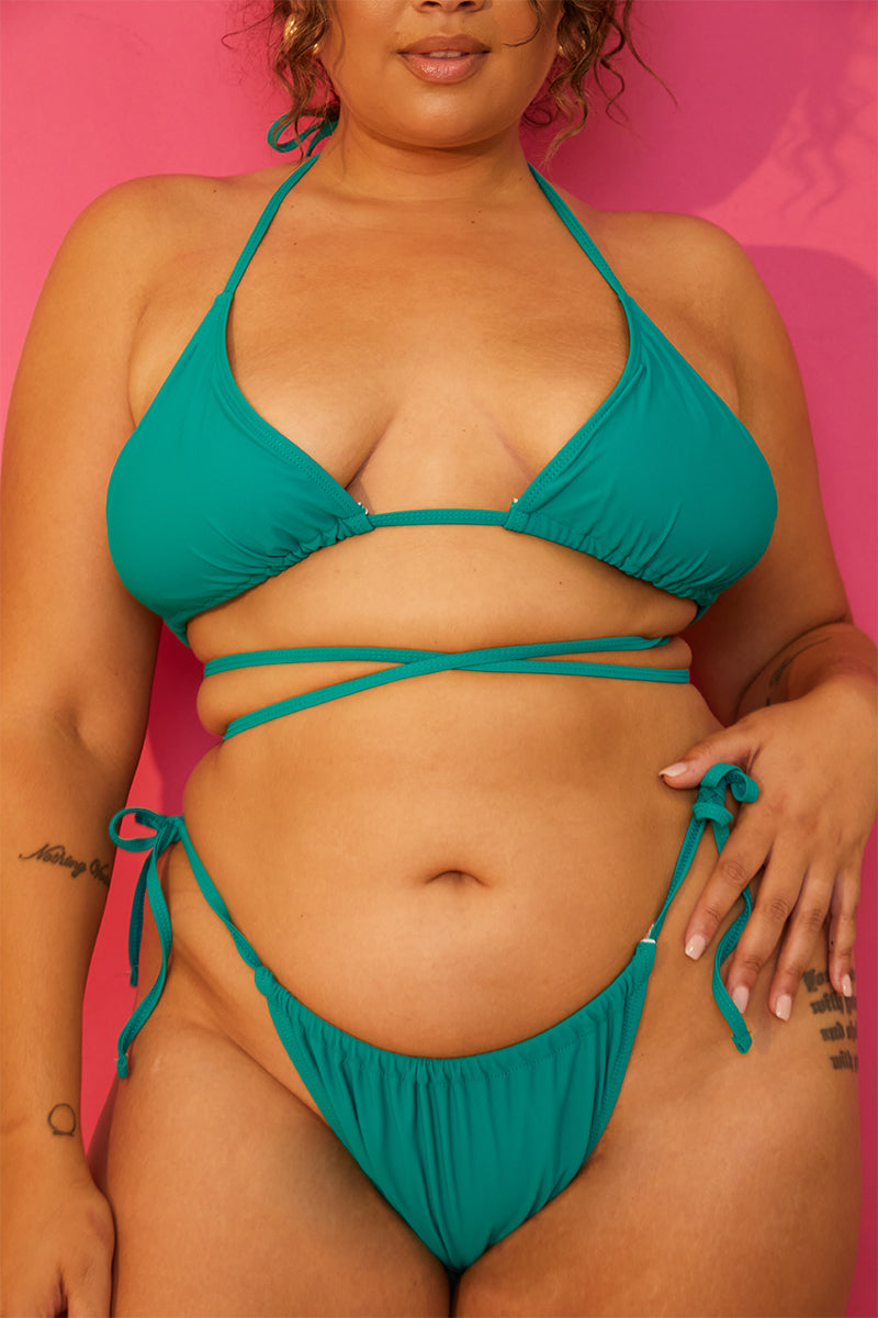 Ruched Tie Waist Bikini Bottoms