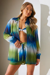 Ombre Chiffon Beach Co-Ord Shirt