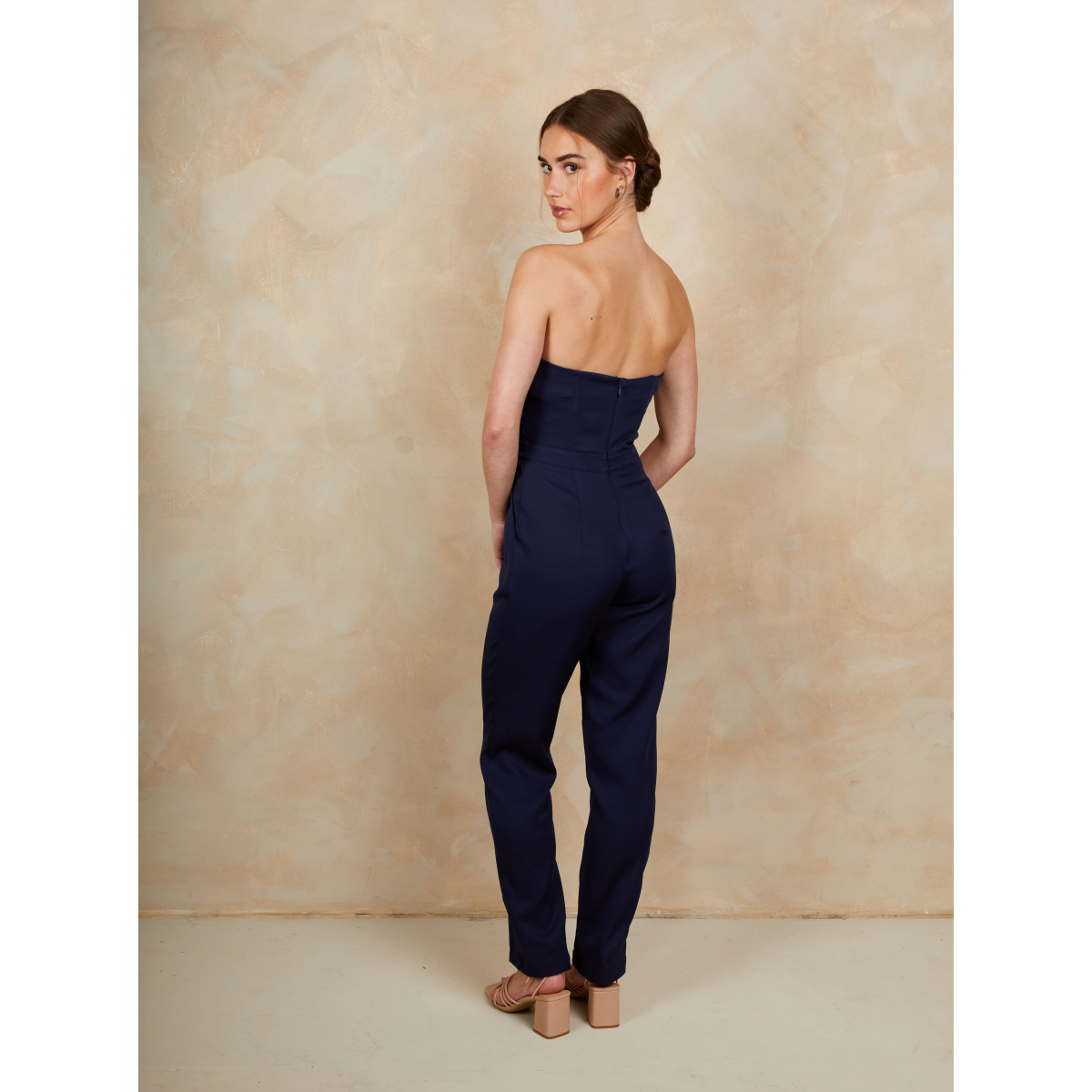 3D Floral Bandeau Jumpsuit in Navy