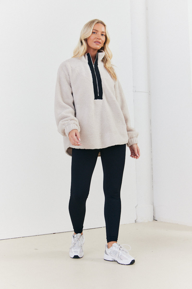 Half Zip Borg Pull Over Jacket