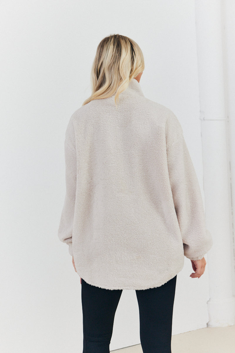 Half Zip Borg Pull Over Jacket