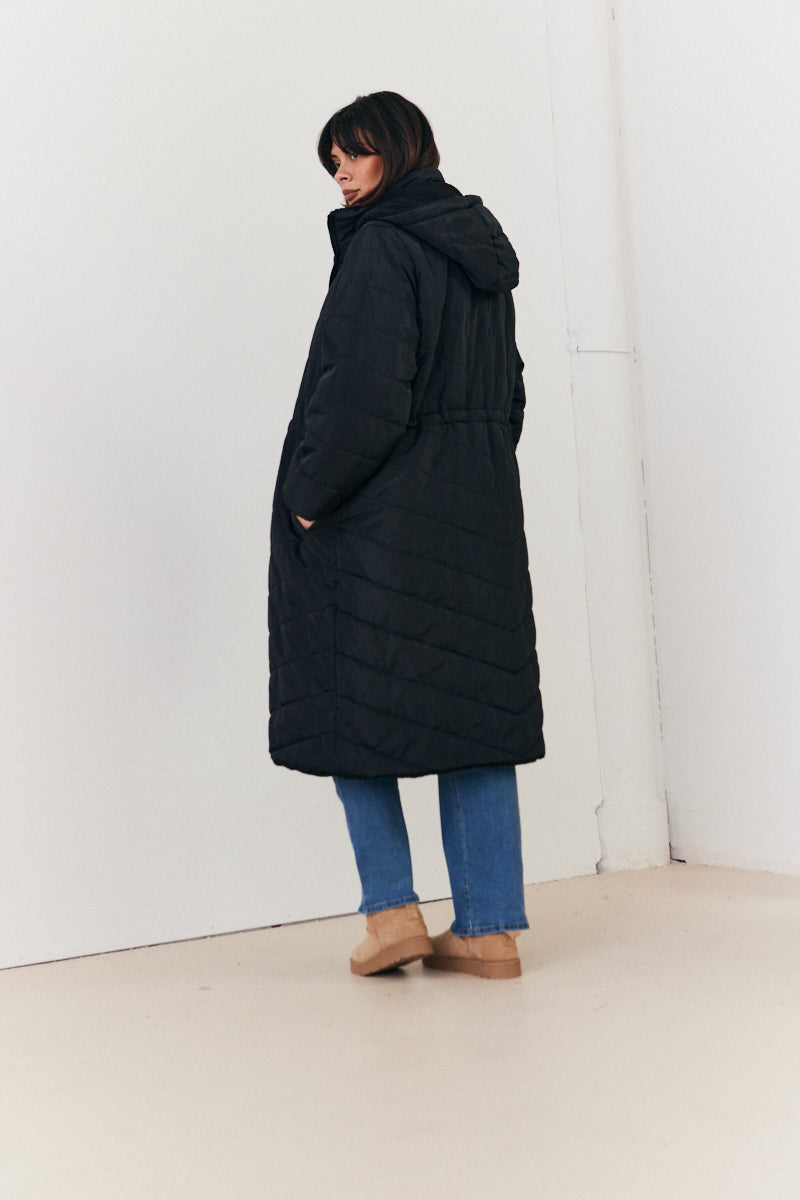 Recycled Reversible Longline Borg Puffer Coat