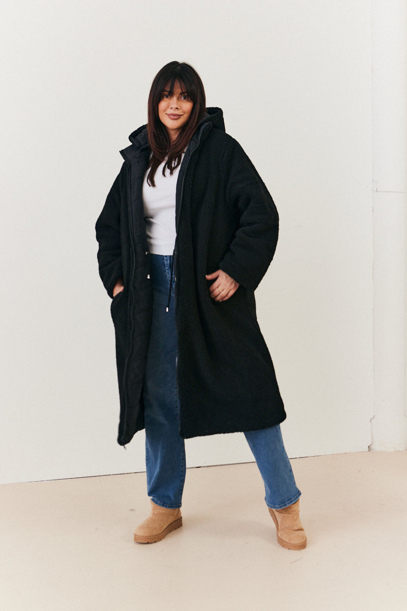 Recycled Reversible Longline Borg Puffer Coat