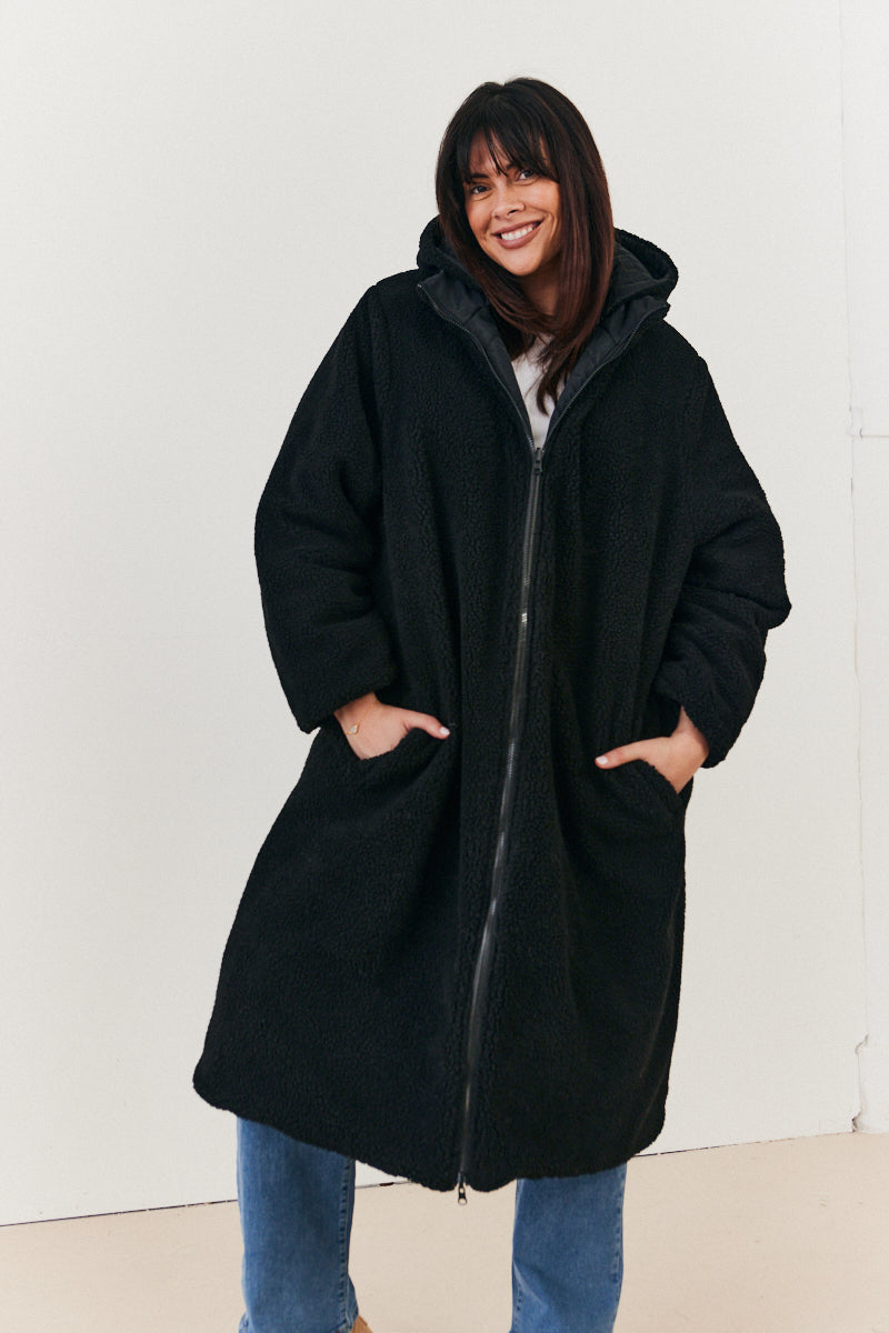 Recycled Reversible Longline Borg Puffer Coat