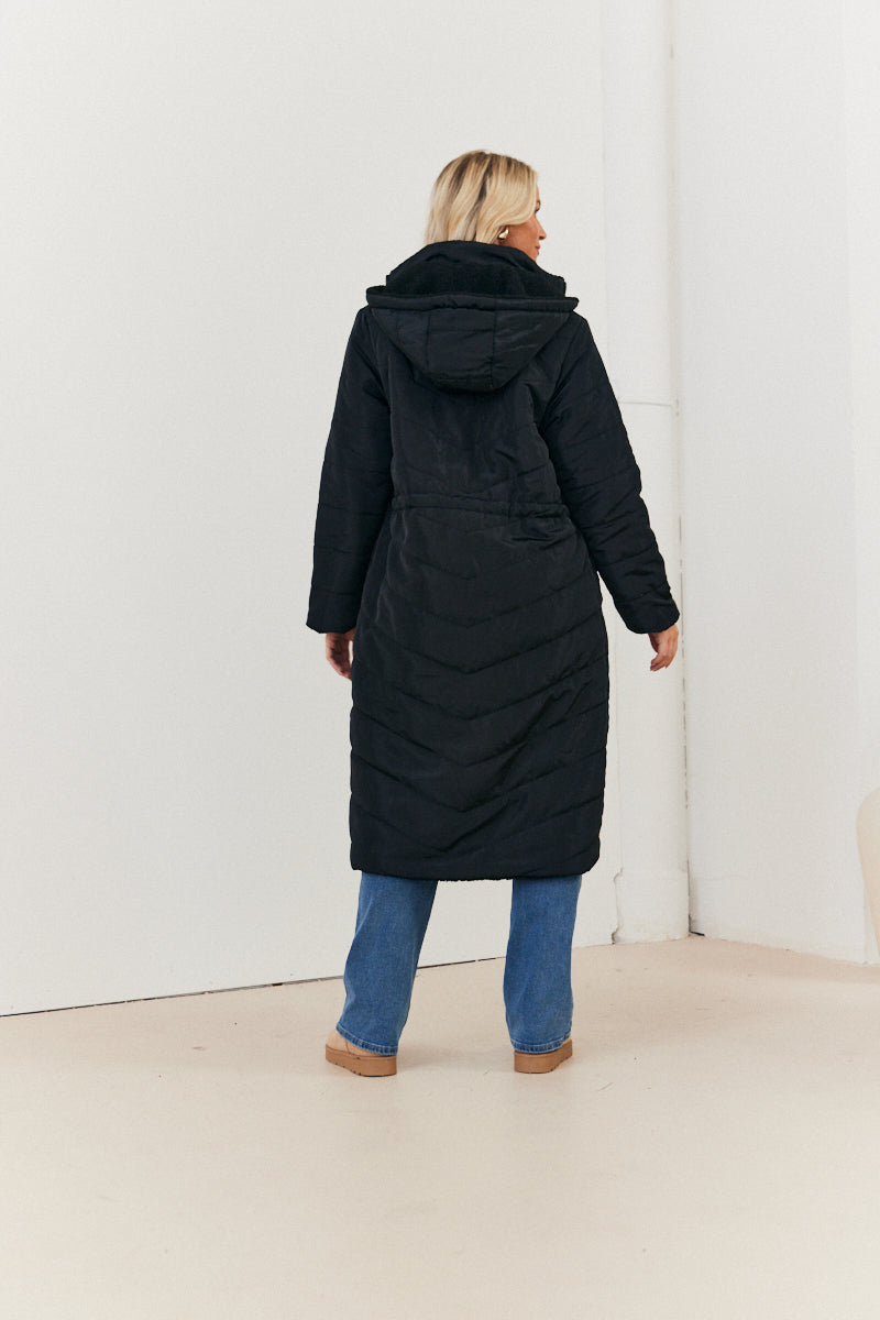 Recycled Reversible Longline Borg Puffer Coat
