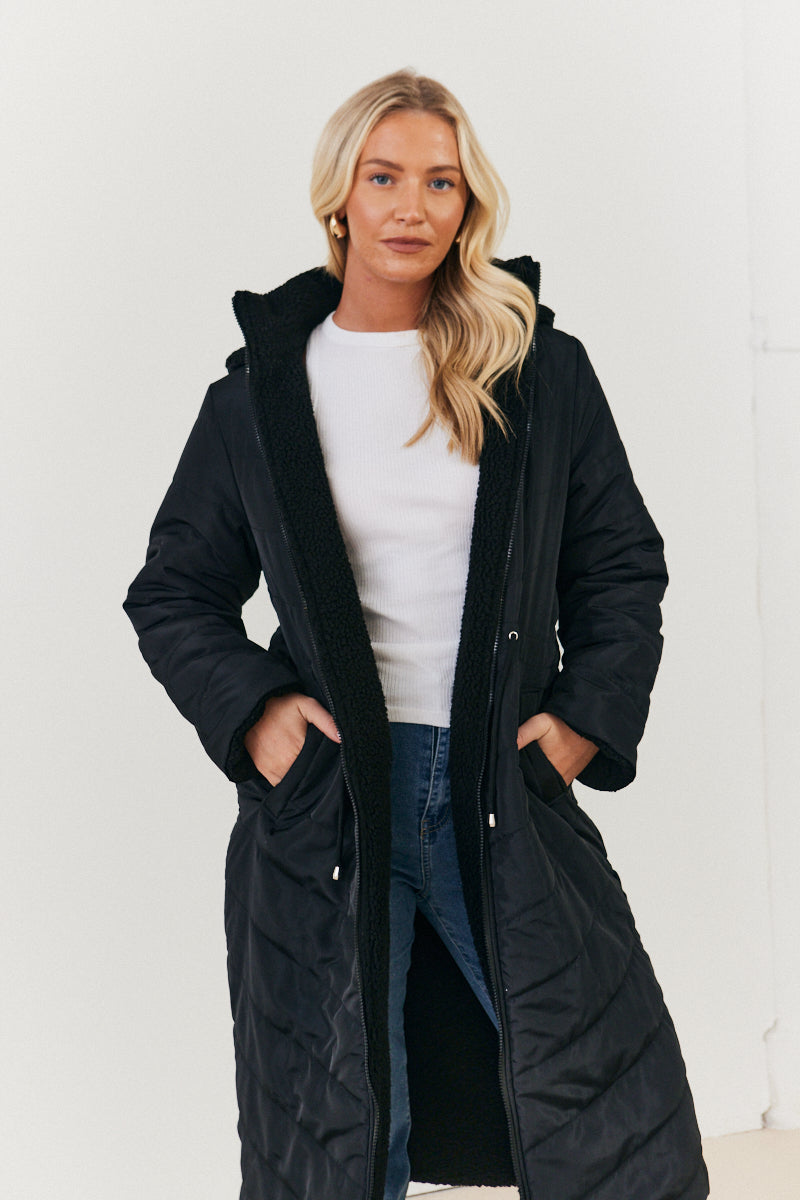 Recycled Reversible Longline Borg Puffer Coat