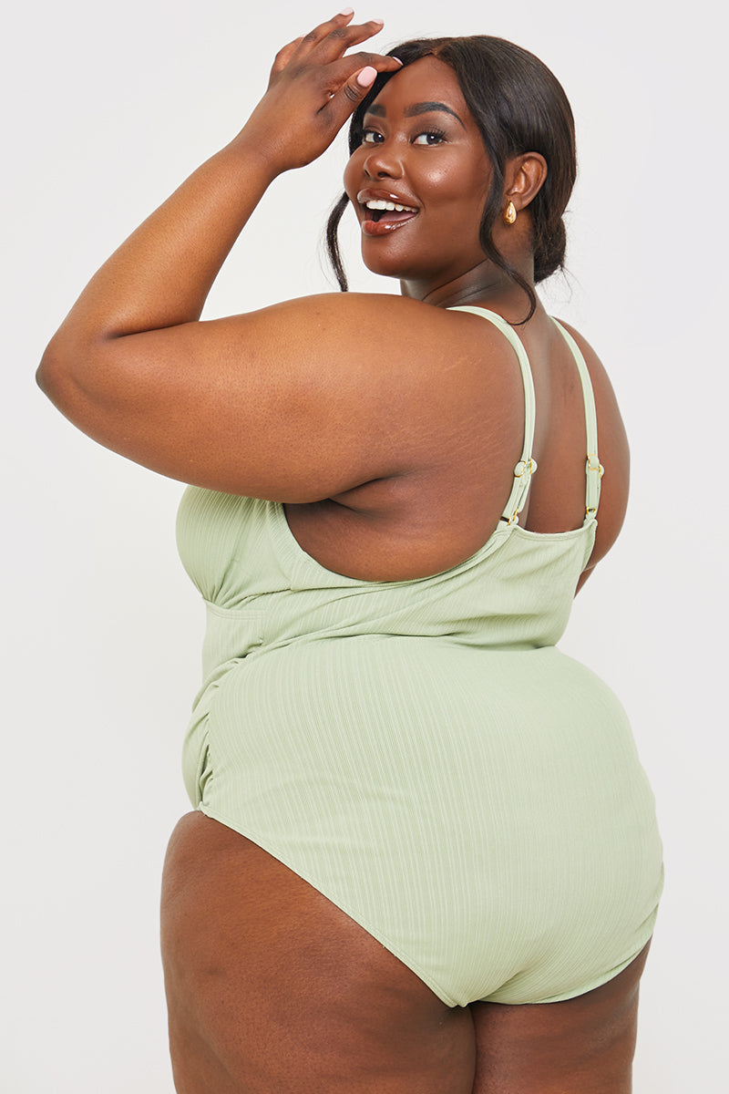Control V-Neck Side Ruched Detail Swimsuit