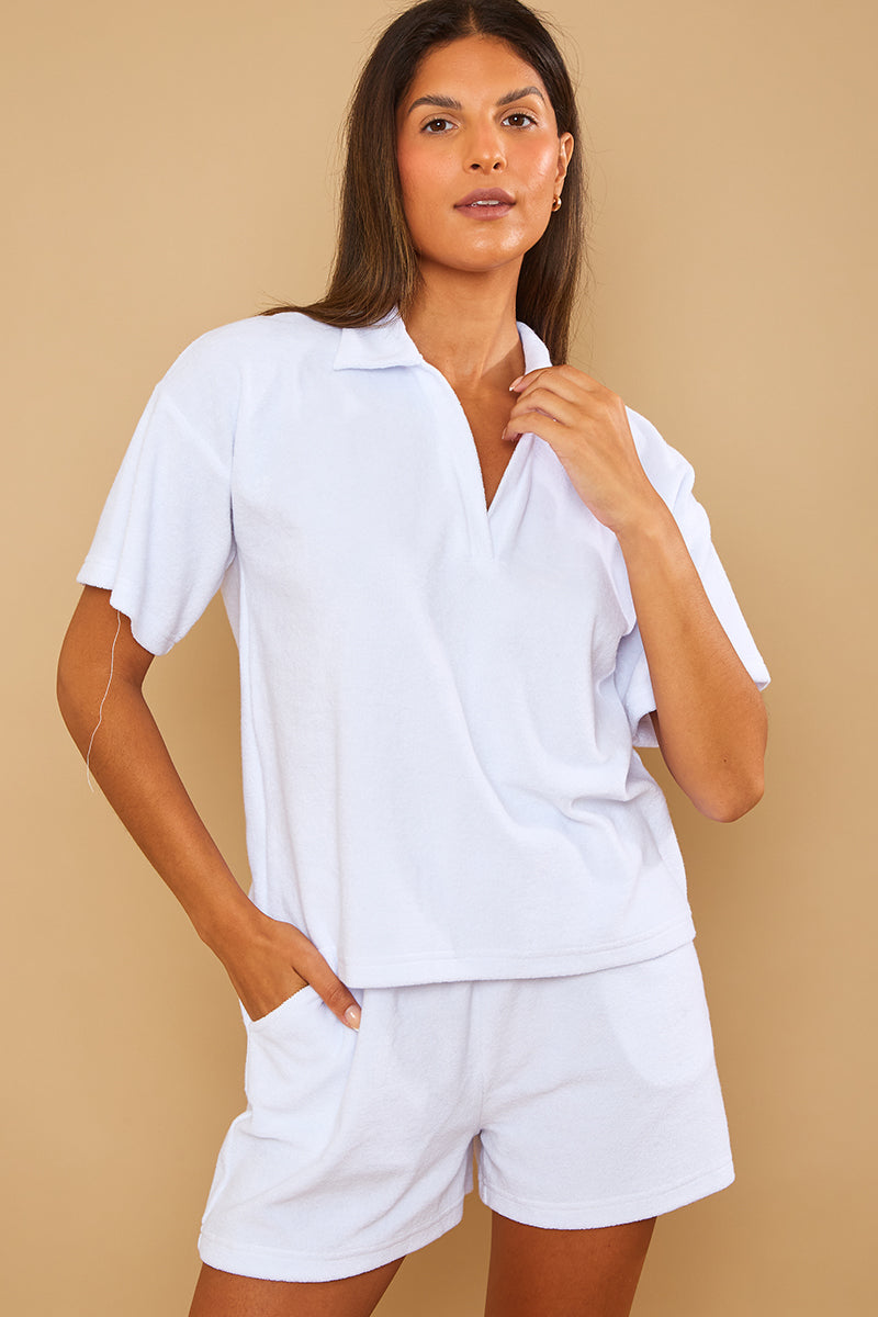 Towelling Co-Ord Polo T-Shirt