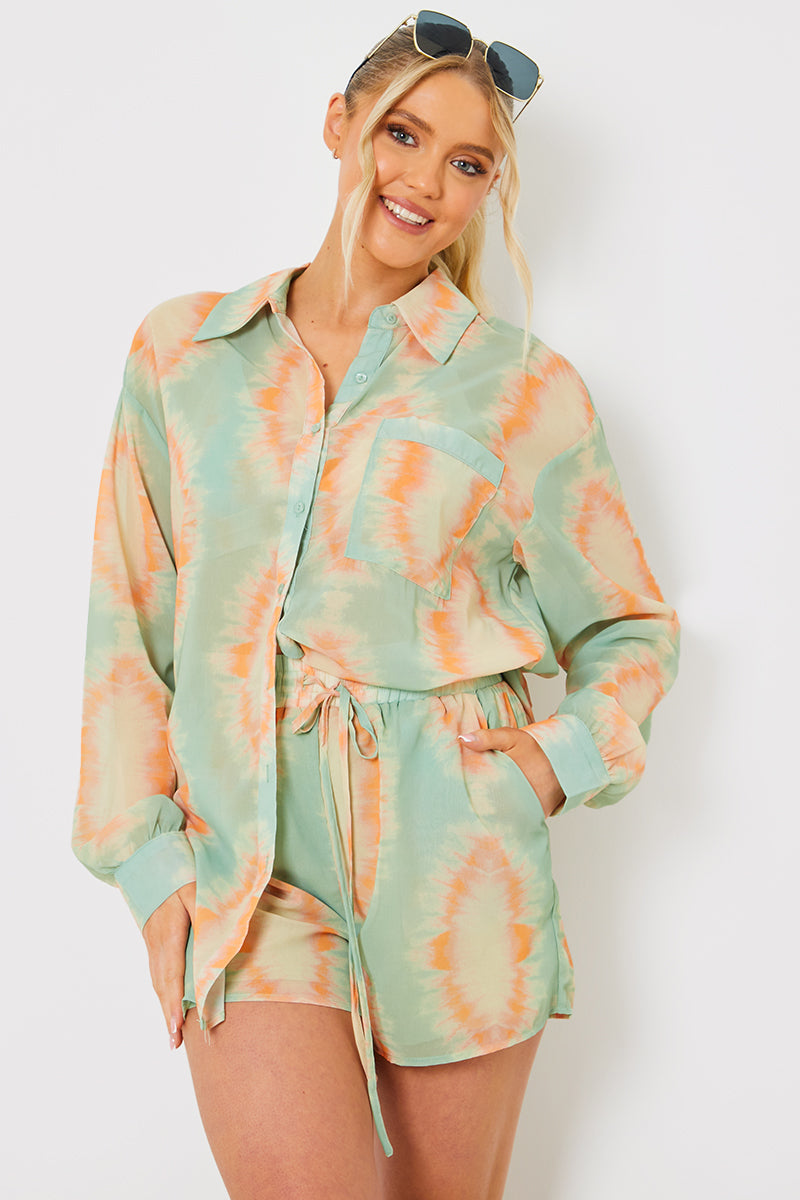 Printed Button Up Beach Co-Ord Shirt
