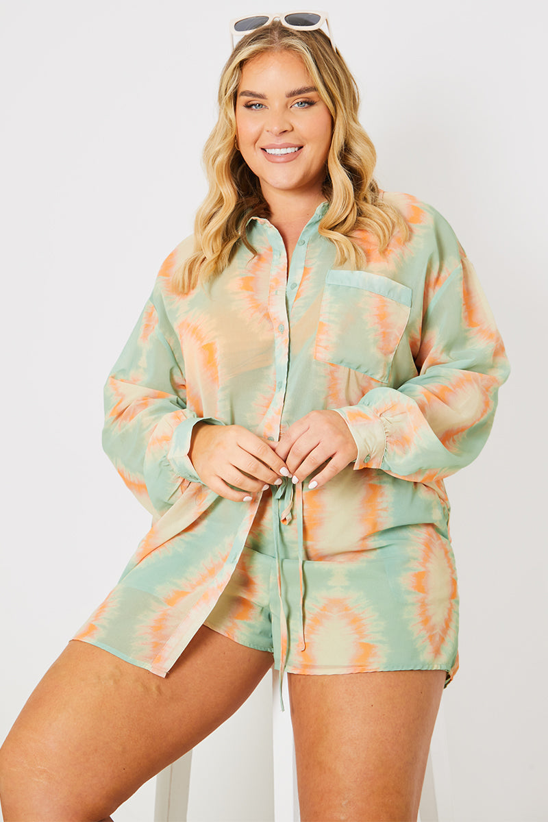 Printed Button Up Beach Co-Ord Shirt