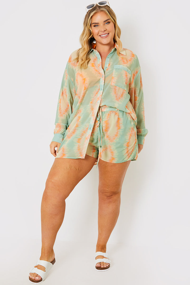 Printed Button Up Beach Co-Ord Shirt