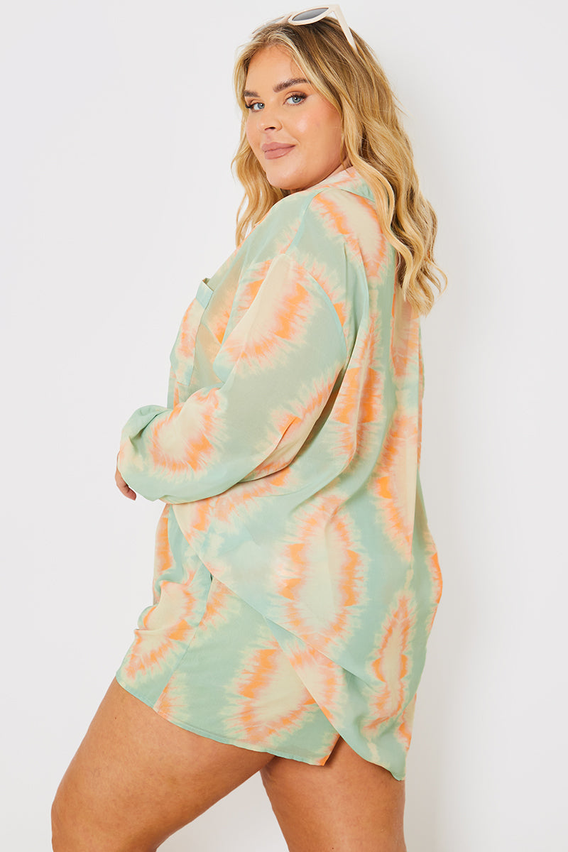 Printed Button Up Beach Co-Ord Shirt