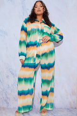 Ombre Wide Leg Elastic Waist Trousers