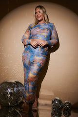 Marble Print Long Sleeve Co-Ord Top