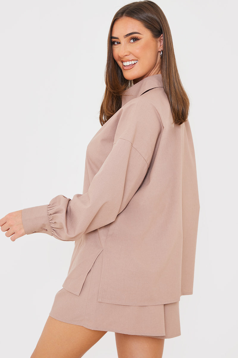 Linen Look Long Sleeve Co-Ord Shirt