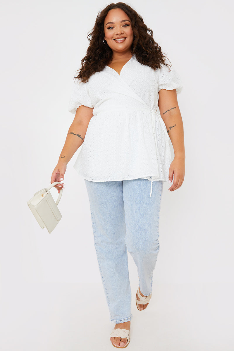 Wrap Front Broderie Top