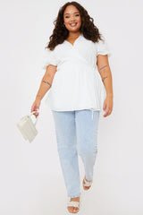 Wrap Front Broderie Top