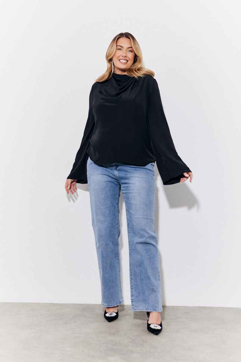Cowl Neck Draped Blouse