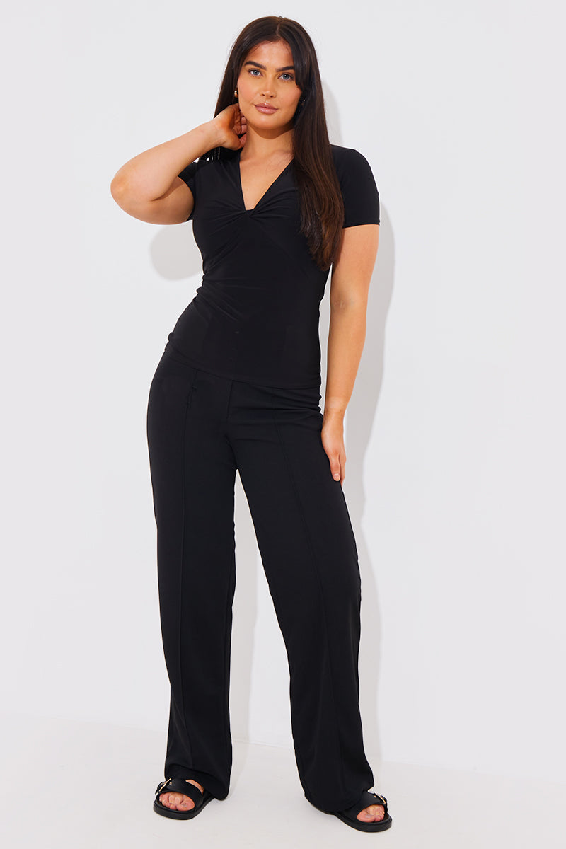 Slinky Twist Front Short Sleeve Top